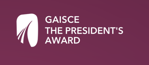 GAISCE, The President's Award logo in white with a solid background